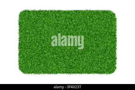 Grass texture background. Realistic green lawn rectangle. Fresh natural turf surface for garden, sport, eco or landscaping. Green summer carpet Stock Vector