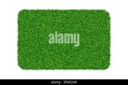 Grass texture background. Realistic green lawn rectangle. Fresh natural turf surface for garden, sport, eco or landscaping. Green summer carpet Stock Vector