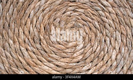 Spiral Woven Rattan Mat Texture Background Macro Stock Photo