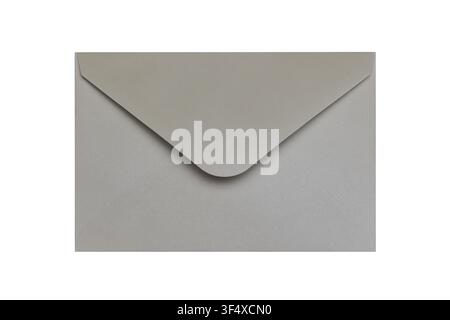 Envelope front view, grey paper envelope, isolated, on white background Stock Photo
