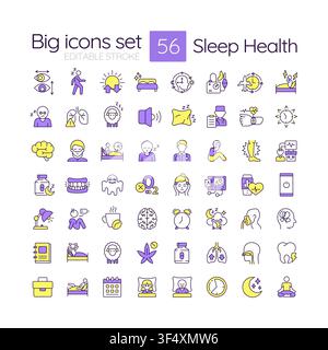 Sleep health line color icons set Stock Vector