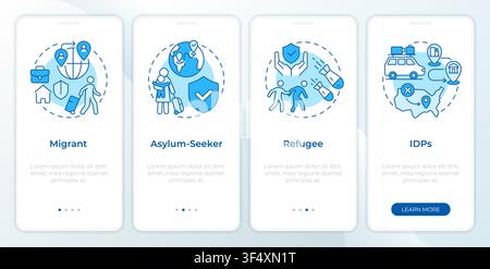 Patterns of human mobility blue onboarding mobile app screen Stock Vector