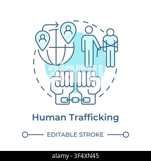 Human trafficking soft blue concept icon Stock Vector