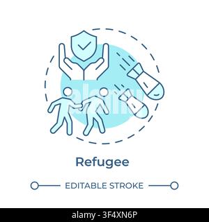 Refugee soft blue concept icon Stock Vector