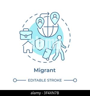 Migrant soft blue concept icon Stock Vector