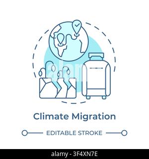 Climate migration soft blue concept icon Stock Vector