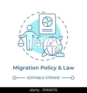 Migration policy and law soft blue concept icon Stock Vector