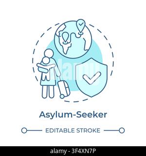 Asylum seeker soft blue concept icon Stock Vector