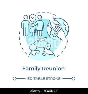 Family reunion soft blue concept icon Stock Vector