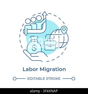 Labor migration soft blue concept icon Stock Vector
