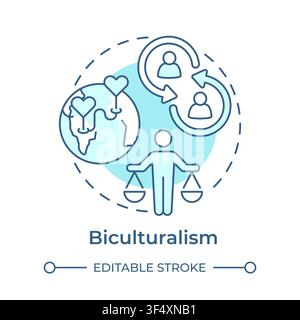 Biculturalism soft blue concept icon Stock Vector