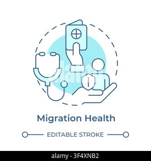Migration health soft blue concept icon Stock Vector