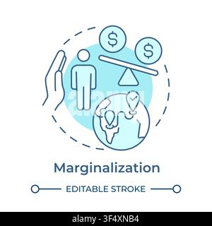 Marginalization soft blue concept icon Stock Vector