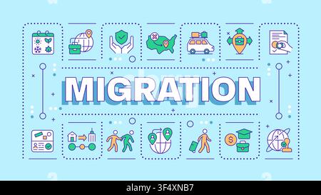 Migration pastel blue word concept Stock Vector