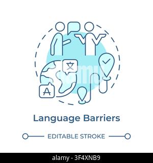 Language barriers soft blue concept icon Stock Vector