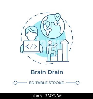 Brain drain soft blue concept icon Stock Vector