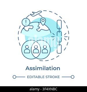Assimilation soft blue concept icon Stock Vector