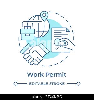 Work permit soft blue concept icon Stock Vector