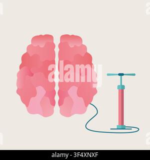 Artificial Lung Ventilation Illustration, Pump Connected To Lungs, Pink Background Stock Vector
