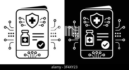 Digital Health Passport Mobile Application Icon, Medical Certificate, Healthcare Technology, Smartphone Health Record Vector Stock Vector