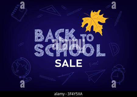 School chalkboard with Back to School Sale lettering. Flat vector illustration for education promotions, seasonal discounts Stock Vector