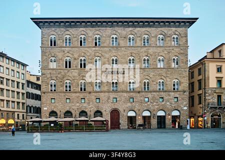 Florence, Italy - May 2026: Palazzo delle Assicurazioni Generali building facade in Piazza della Signoria Stock Photo