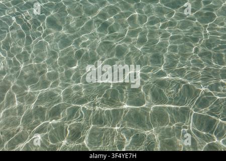 Crystal Clear Seawater with Sunlight Reflections and Gentle Ripples Stock Photo