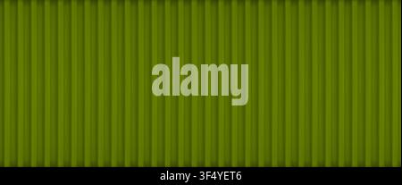 Green vertical corrugated metal container seamless texture. Roof, facade, garage vertical line panel pattern. Realistic siding cargo container bg. Vec Stock Vector