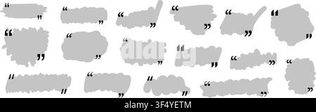 Quote box title pack isolated. Yellow brash stroke speech speech quotation mark frames. Text talk info message box borders. Dialog mark speech quotes Stock Vector