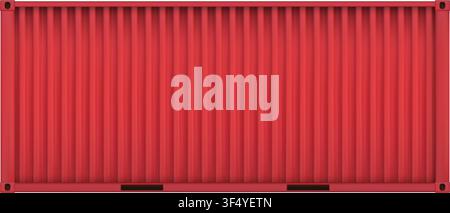 Red realistic corrugated metal textured cargo container isolated. Siding cargo container bg. Industry line sea transportation. Vector illustration Stock Vector