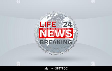 Breaking News Alert on a Digital Globe with Network Connections. A dynamic graphic for global information and media. Vector illustration. Stock Vector