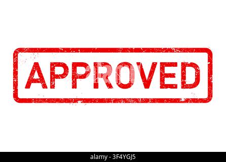 Approved stamp, accepted or reviewed content or document, red stamp, vector Stock Vector