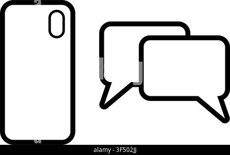 Collection of smartphone and chat bubble icons in simple editable vector style Stock Vector