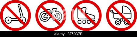 Collection of personal transport prohibition signs in simple editable vector style Stock Vector