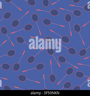 Vector seamless pattern with tennis or badminton rockets on blue background. Wallpaper, textile, wrapping paper design Stock Vector