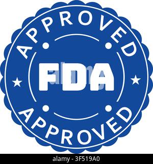 Blue FDA Approved Round Certification Badge with Quality Seal Design FDA Approved Medical Compliance Stamp for Healthcare Concept Blue Circular FDA Stock Vector