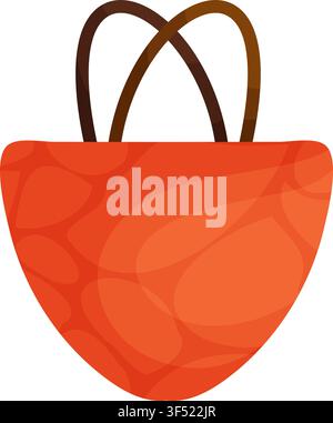 Stylish and simple cartoon-style beach bag with sturdy handles in bright orange, symbolizing summer, vacation, and travel essentials. Cartoon Beach Ba Stock Vector