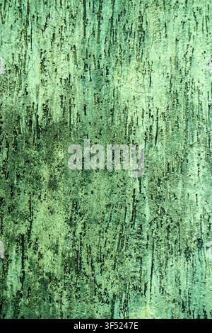 Close-up of an abstract green plastered wall texture with distressed vertical lines and rustic details, perfect for copy space and modern background d Stock Photo