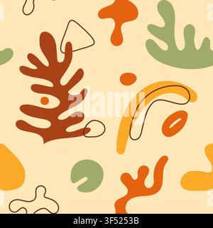 Coral organic seamless pattern with abstract repeated elements. Stock Vector