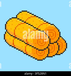 Pixel art Hay Bale game asset design Stock Vector