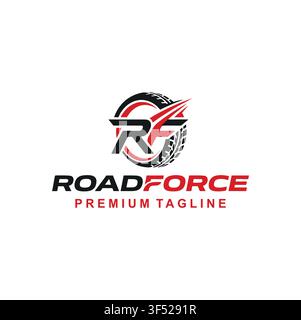Professional Road Force RF Letter Automotive Tire Logo Design Stock Vector
