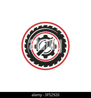 Professional Automotive Gear Tire Arrow Service Logo Design Stock Vector