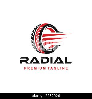 Professional Dynamic Radial Tire Speed Lines Auto Logo Template Stock Vector