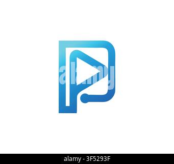 Professional Modern Letter P Play Button Tech Logo Vector Design Stock Vector