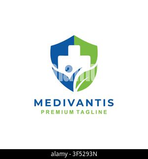 Professional Modern Medical Healthcare Shield Logo Template Medivantis Concept Stock Vector