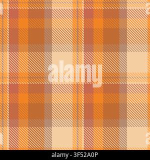 Orange Autumn Gingham Plaid Seamless Pattern. Tartan vector checkered pattern, fall scottish fabric texture for tablecloth, flannel shirt, wrapping Stock Vector