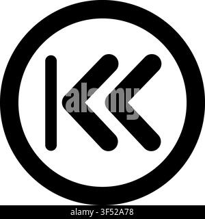 Rewind Beginning Left Circle Medium Stock Vector