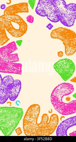 Playful light story frame with color crayon elements on a white background. Stock Vector