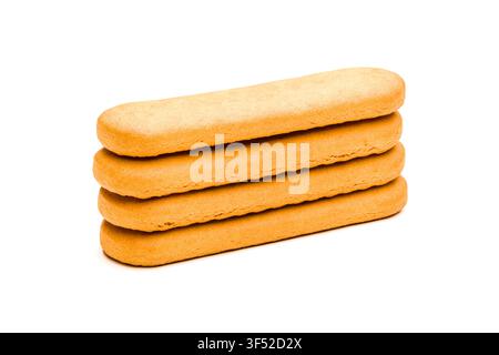 Stack of four golden rectangular crackers isolated on white background Stock Photo