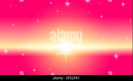 Pink and magenta starry sky with soft white glare and gradient background Stock Vector